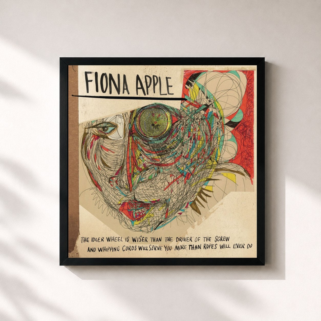 #noir Tableau carré de l'album The Idler Wheel Is Wiser Than the Driver of the Screw and Whipping Cords Will Serve You More Than Ropes Will Ever Do (Expanded Edition) de Fiona Apple, cadre noir 32x32 cm
