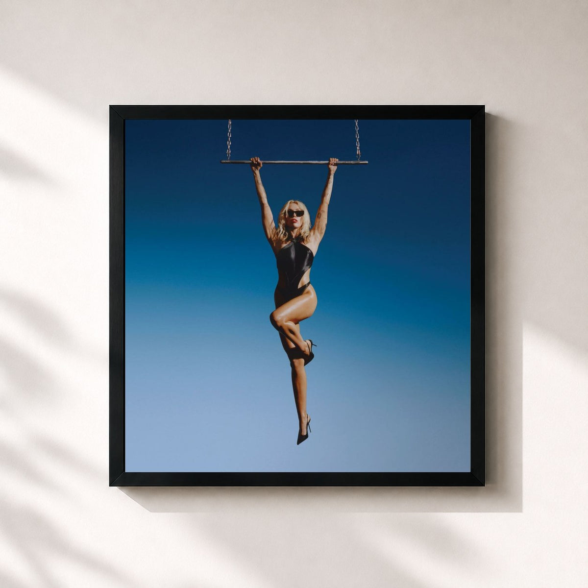 #noir Tableau carré de l'album Endless Summer Vacation de Miley Cyrus, cadre noir 32x32 cm
