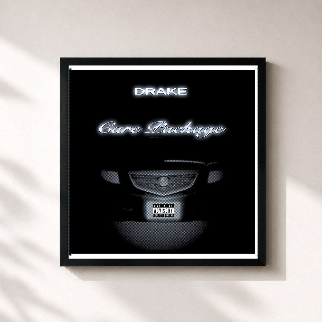#noir Tableau carré de l'album Care Package de Drake, cadre noir 32x32 cm