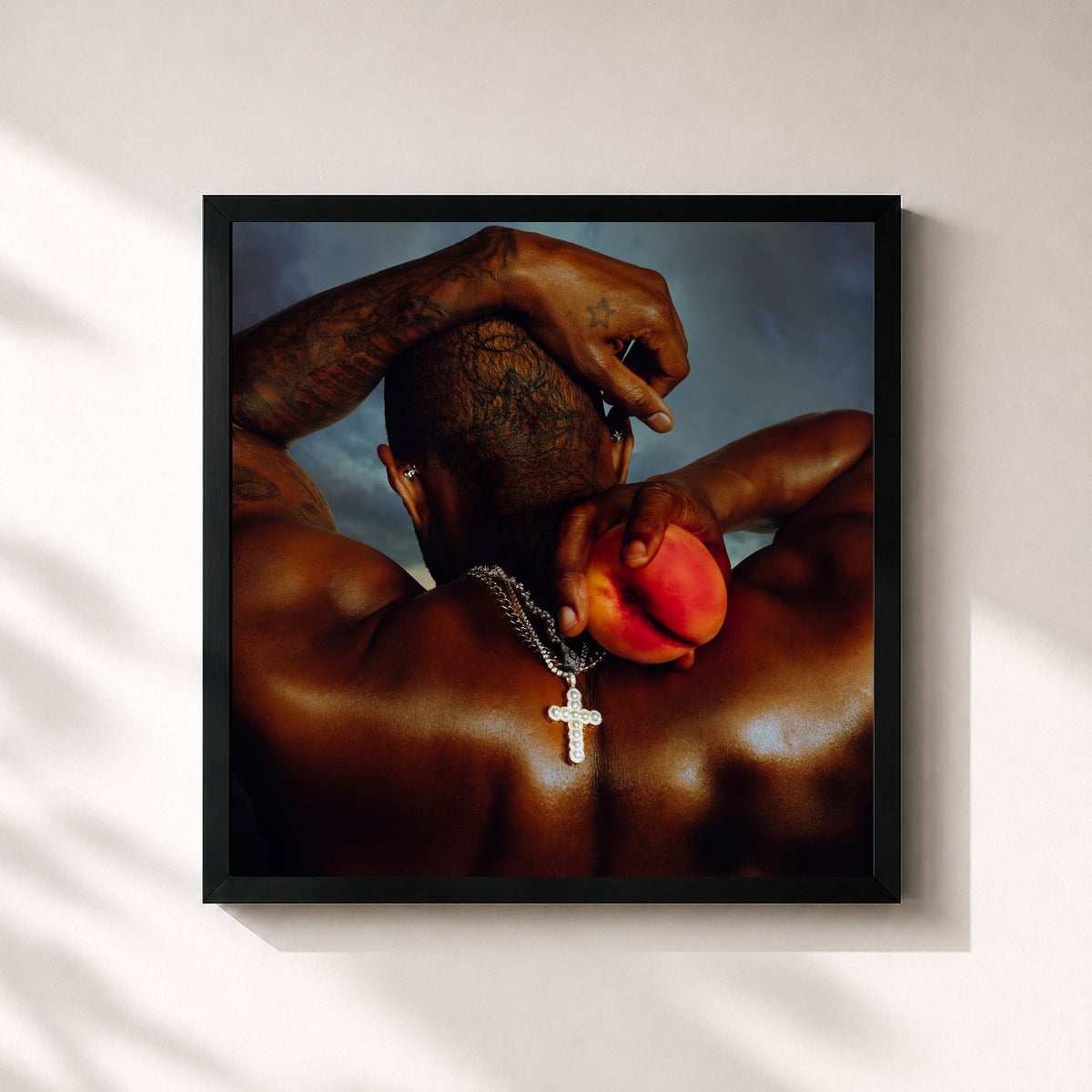 #noir Tableau carré de l'album COMING HOME de USHER, cadre noir 32x32 cm