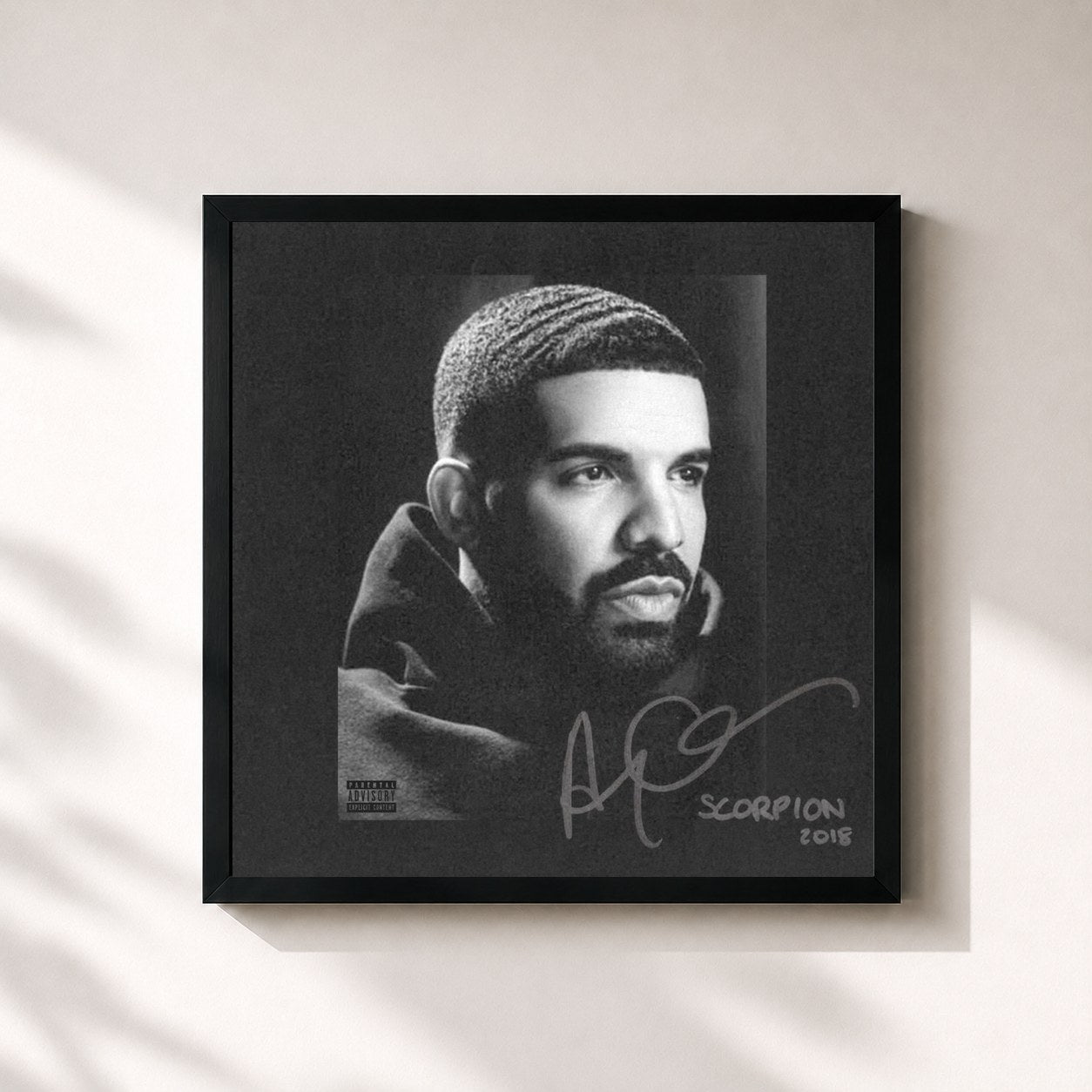 #noir Scorpion di Drake in stampa quadrata incorniciata, cornice nera 32x32 cm