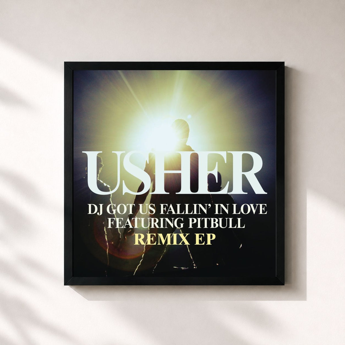 #noir Tableau carré de l'album DJ Got Us Fallin' In Love - Remixes EP de USHER, cadre noir 32x32 cm