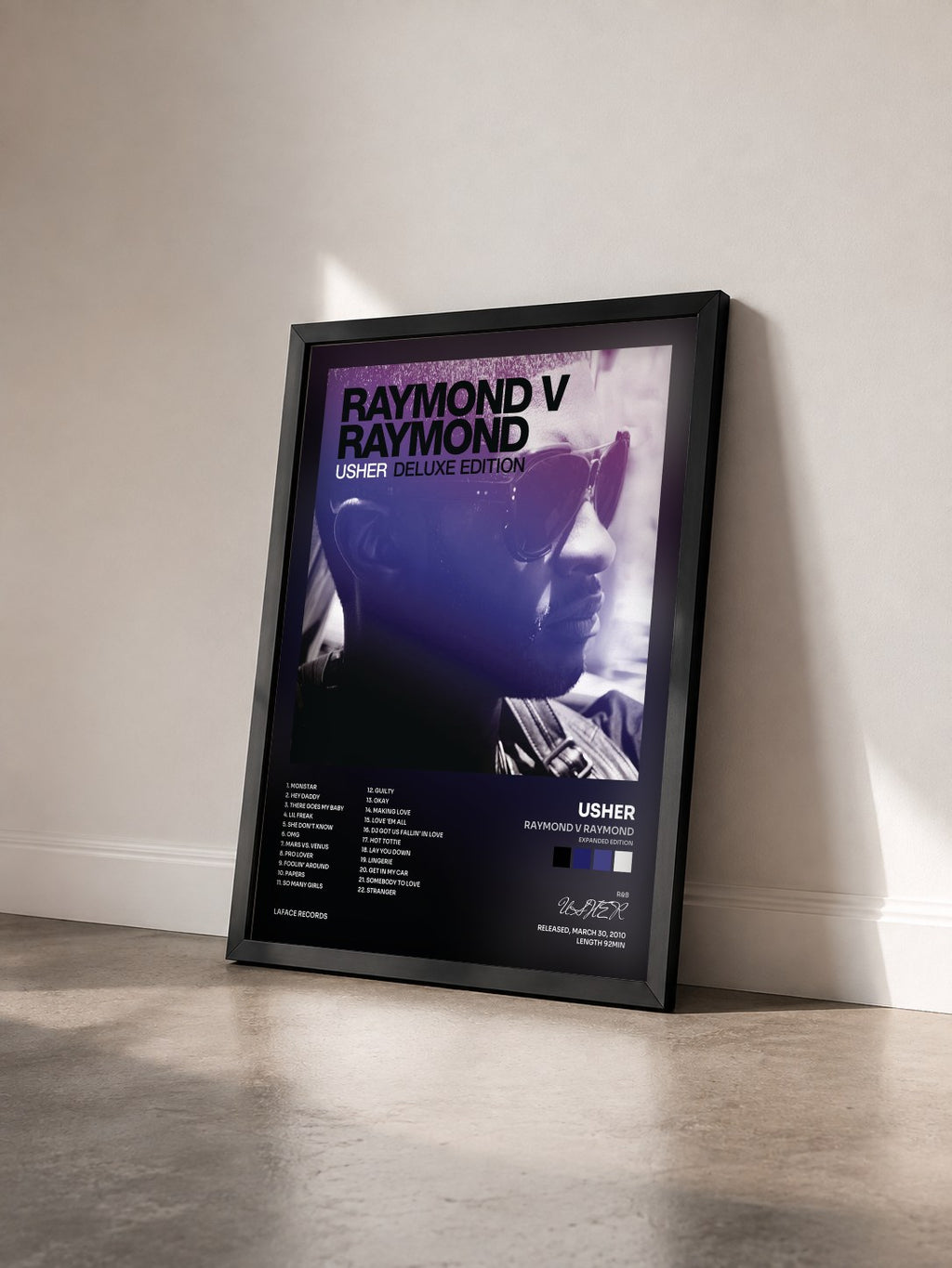 #noir Tableau de l'album Raymond v Raymond (Expanded Edition) de USHER vu de trois quarts, cadre noir