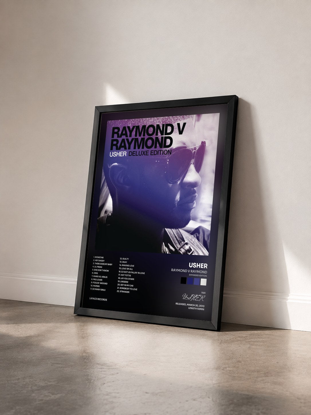#noir Tableau de l'album Raymond v Raymond (Expanded Edition) de USHER vu de trois quarts, cadre noir