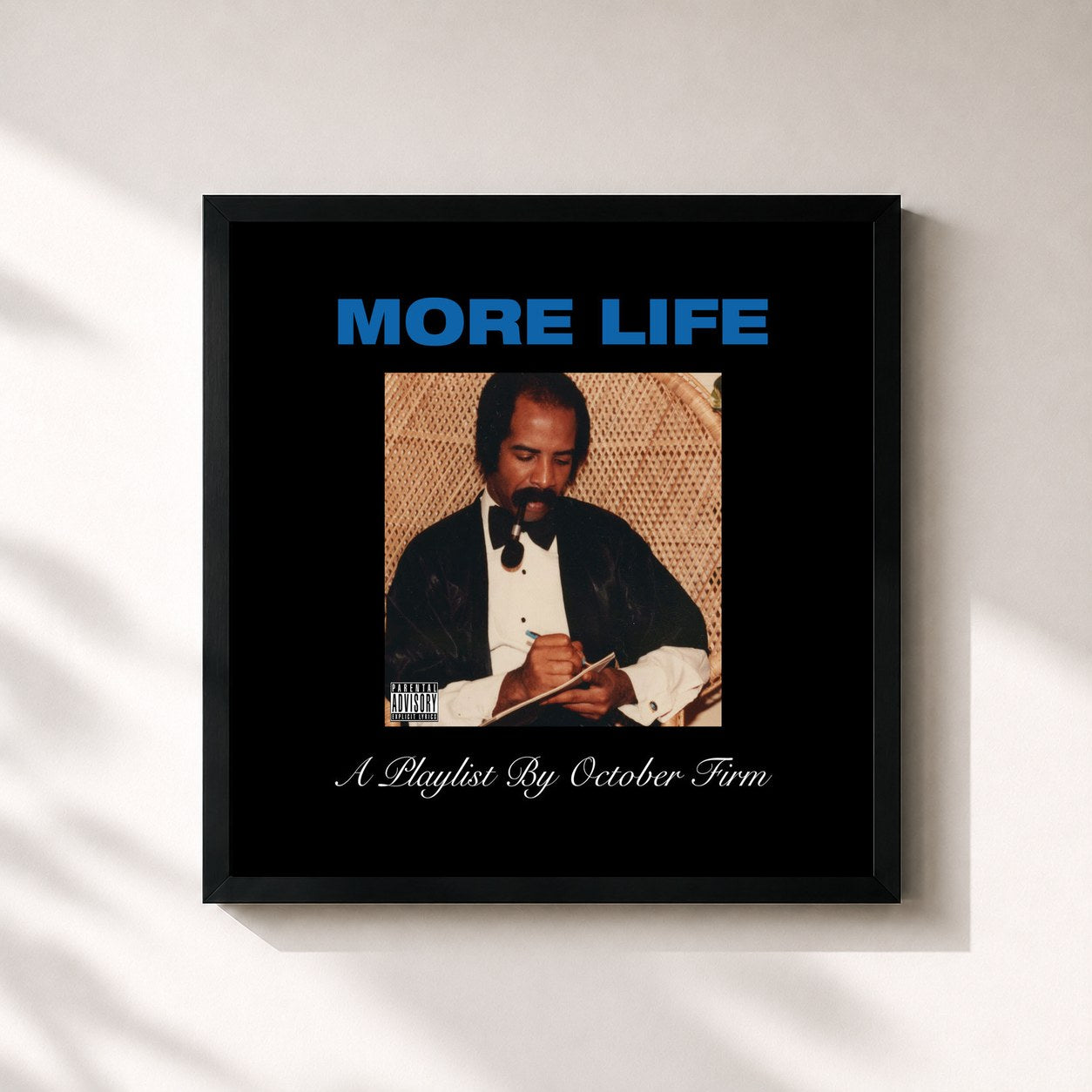 #noir More Life di Drake in stampa quadrata incorniciata, cornice nera 32x32 cm