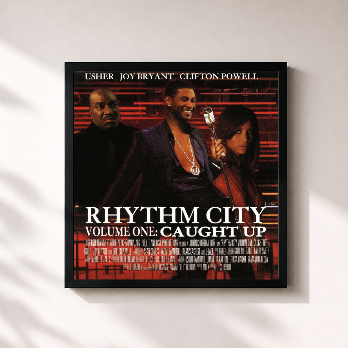 #noir Tableau carré de l'album Rhythm City Volume One: Caught Up de USHER, cadre noir 32x32 cm