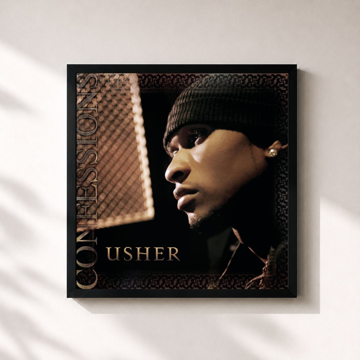 #noir Tableau carré de l'album Confessions (Expanded Edition) de USHER, cadre noir 32x32 cm