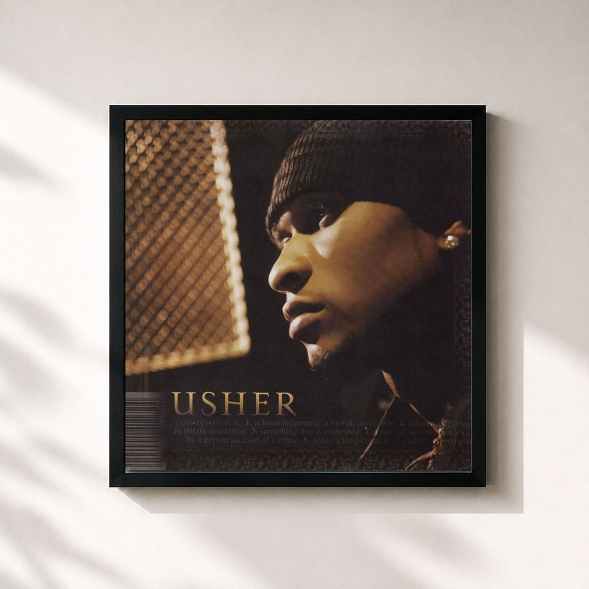 #noir Tableau carré de l'album Confessions de USHER, cadre noir 32x32 cm