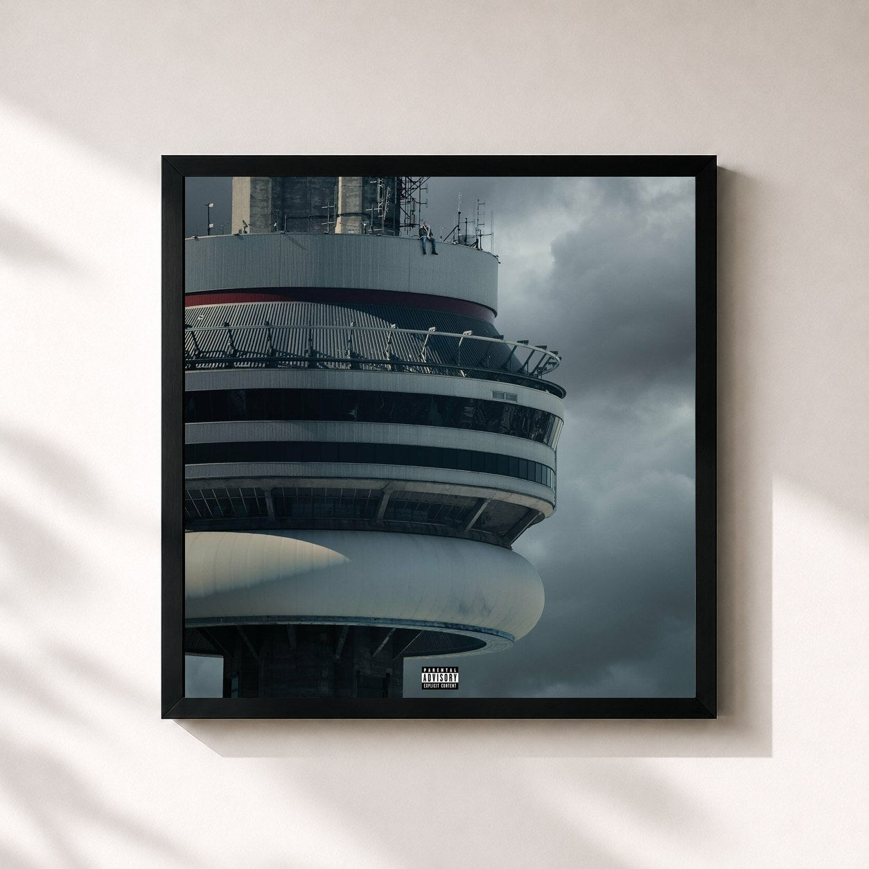 #noir Tableau carré de l'album Views de Drake, cadre noir 32x32 cm