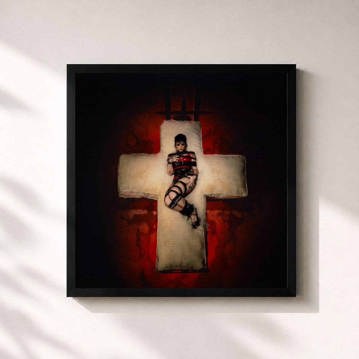 #noir Tableau carré de l'album HOLY FVCK de Demi Lovato, cadre noir 32x32 cm