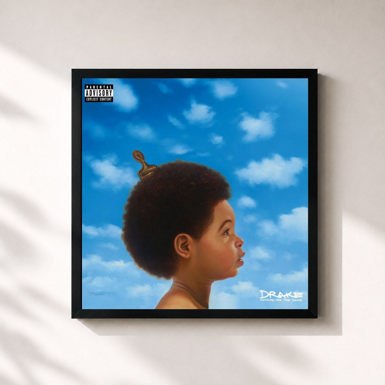 #noir Nothing Was The Same by Drake as a square framed art print, black 32x32 cm frame