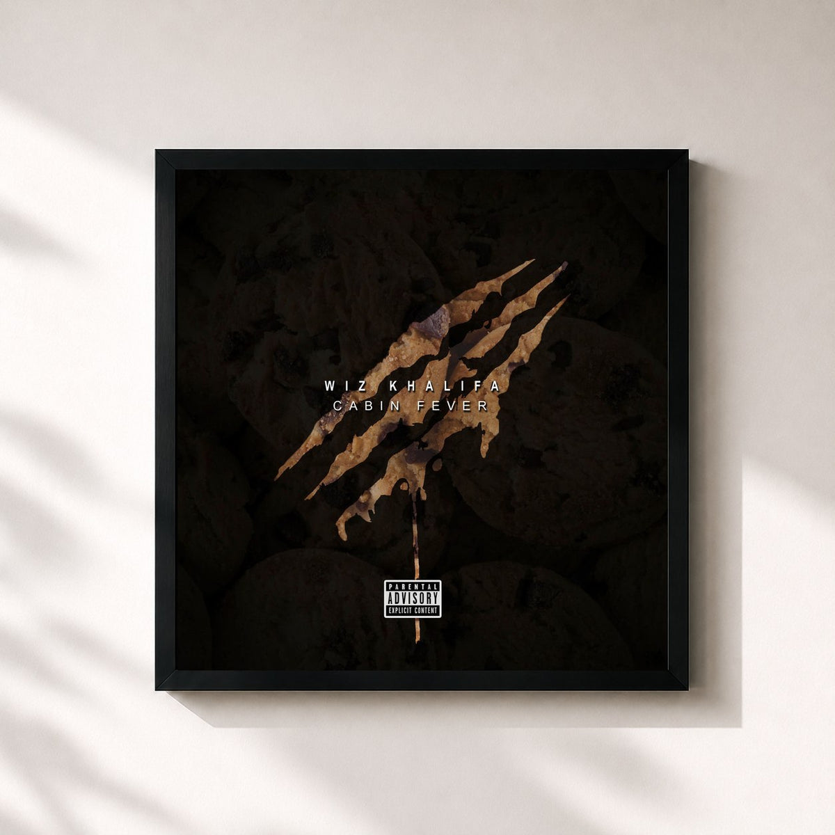 #noir Tableau carré de l'album Cabin Fever 3 de Wiz Khalifa, cadre noir 32x32 cm