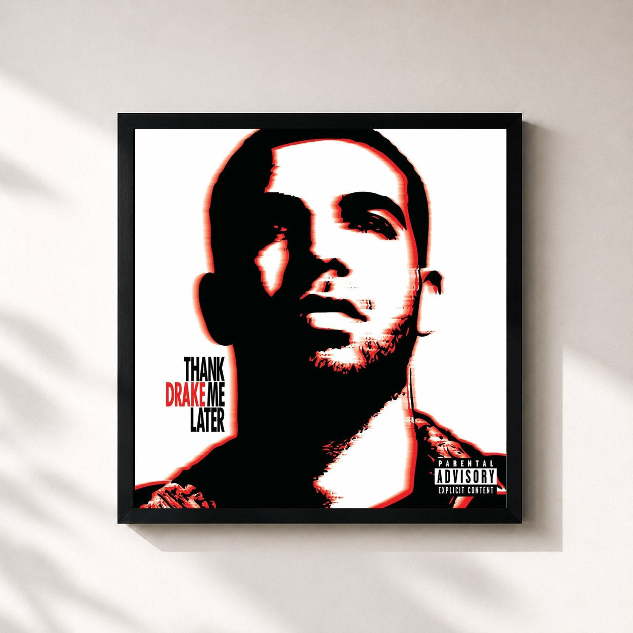 #noir Tableau carré de l'album Thank Me Later (Int'l Version) de Drake, cadre noir 32x32 cm