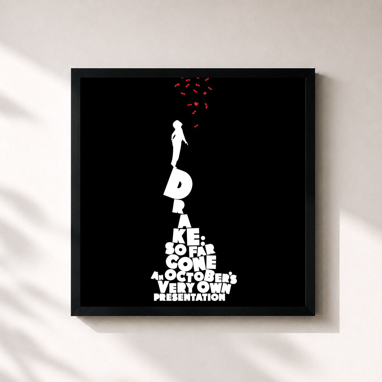 #noir Tableau carré de l'album So Far Gone de Drake, cadre noir 32x32 cm