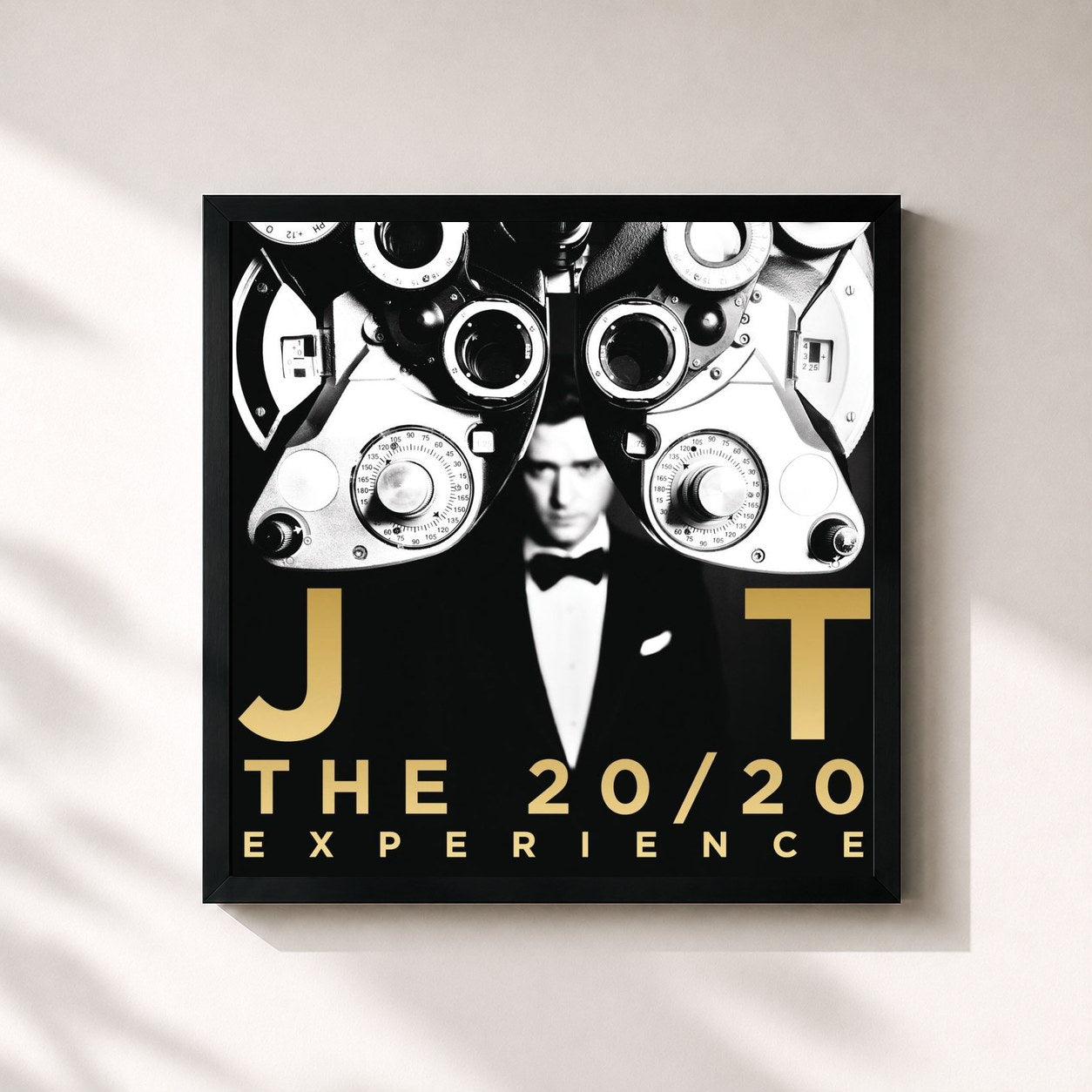 #noir Tableau carré de l'album The 20/20 Experience (Deluxe Version) de Justin Timberlake, cadre noir 32x32 cm