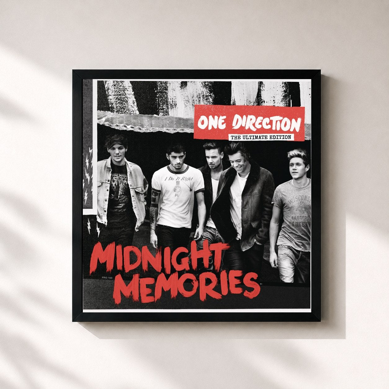 #noir Midnight Memories (Deluxe) di One Direction in stampa quadrata incorniciata, cornice nera 32x32 cm