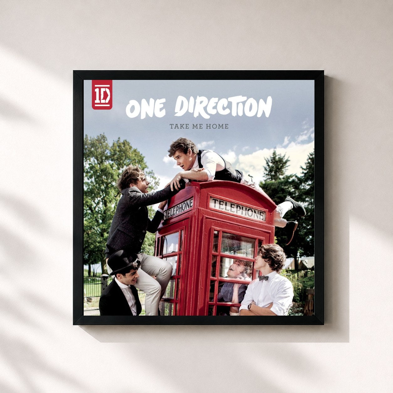 #noir Take Me Home di One Direction in stampa quadrata incorniciata, cornice nera 32x32 cm