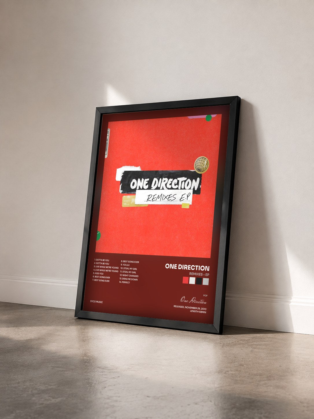 #noir Remixes - EP by One Direction as a framed art print seen at an angle, black frame