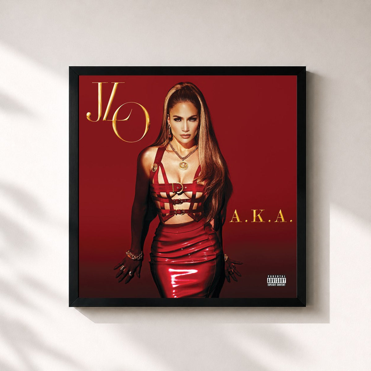 #noir Tableau carré de l'album A.K.A. de Jennifer Lopez, cadre noir 32x32 cm