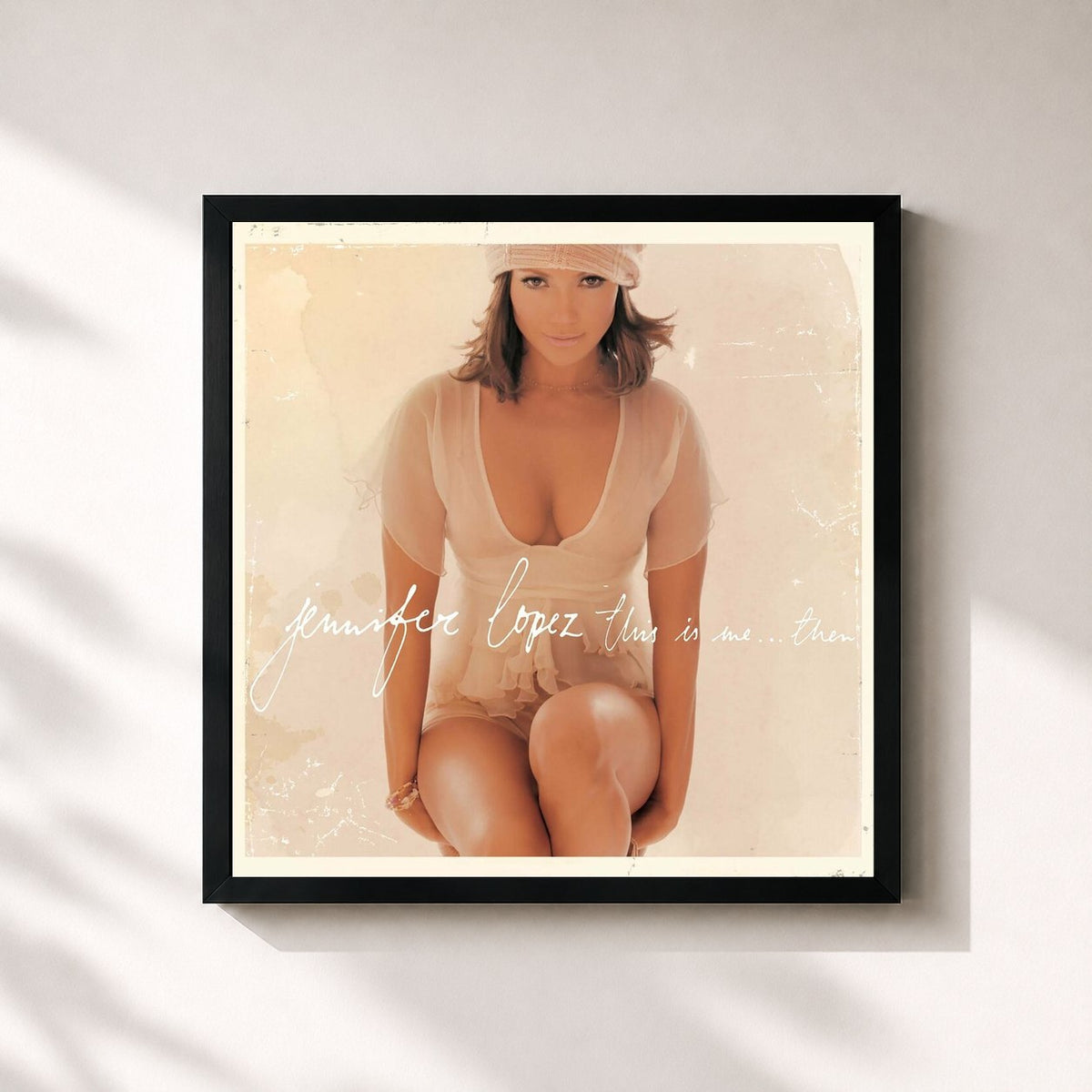 #noir Tableau carré de l'album This Is Me...Then de Jennifer Lopez, cadre noir 32x32 cm