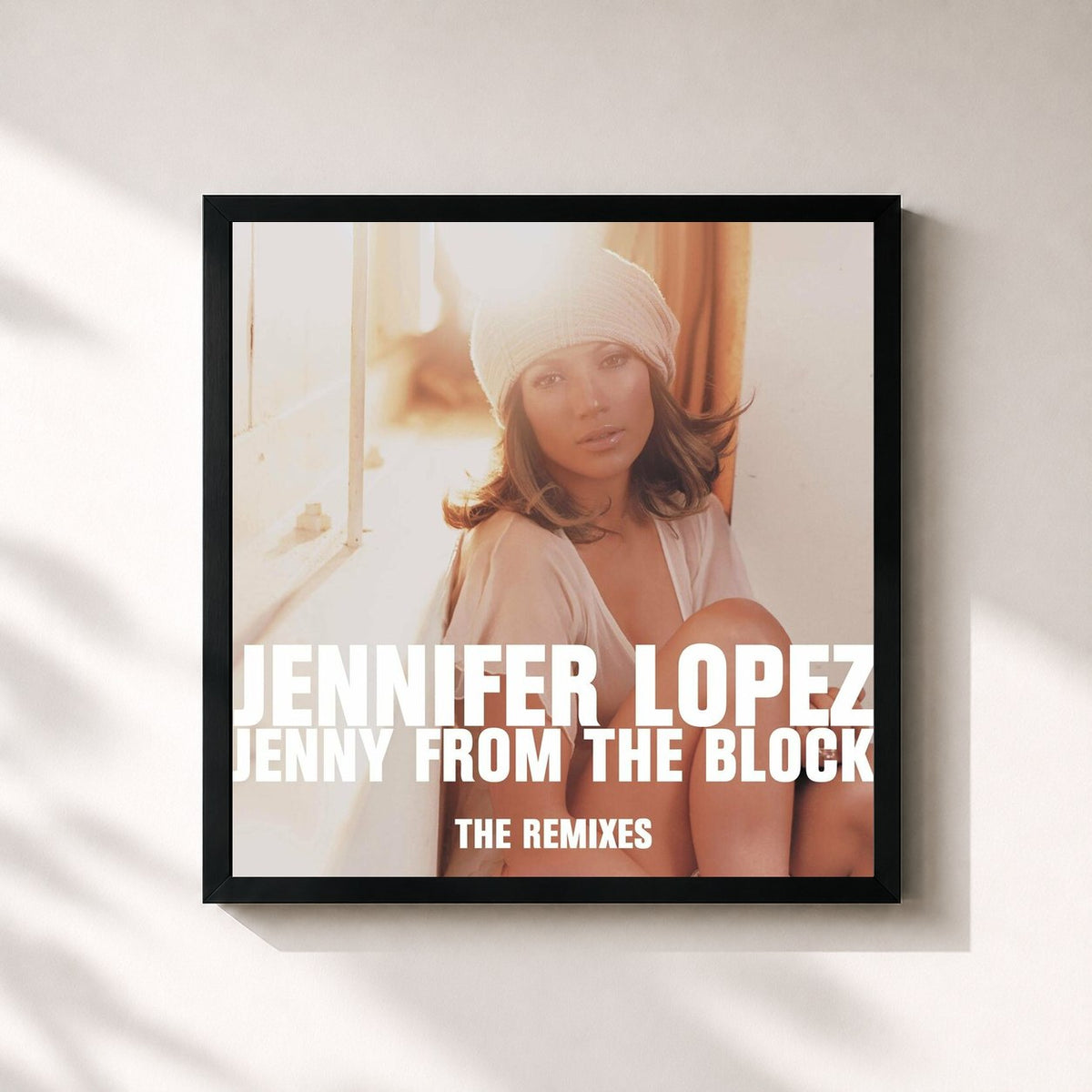 #noir Tableau carré de l'album Jenny From The Block - The Remixes de Jennifer Lopez, cadre noir 32x32 cm