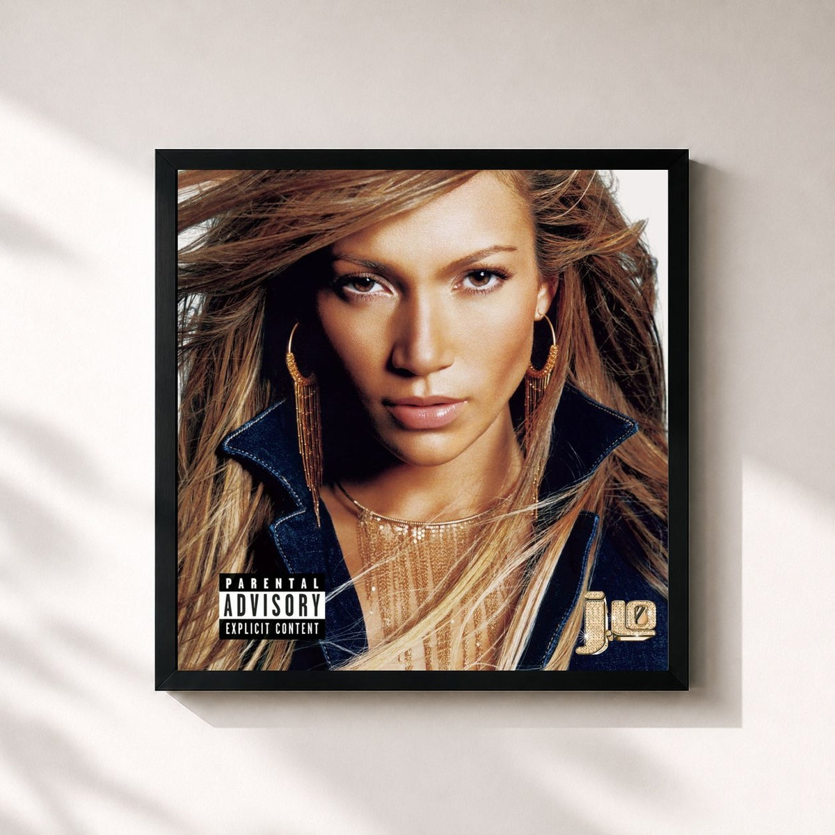 #noir Tableau carré de l'album J.Lo de Jennifer Lopez, cadre noir 32x32 cm