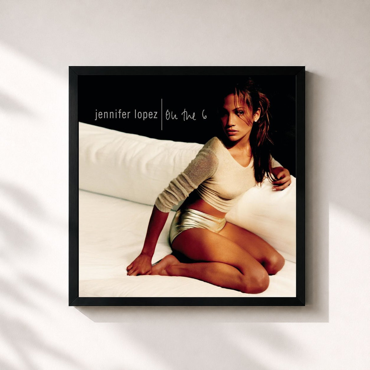 #noir Tableau carré de l'album On The 6 de Jennifer Lopez, cadre noir 32x32 cm