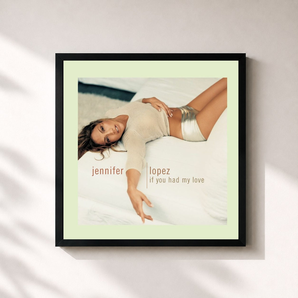 #noir Tableau carré de l'album If You Had My Love de Jennifer Lopez, cadre noir 32x32 cm