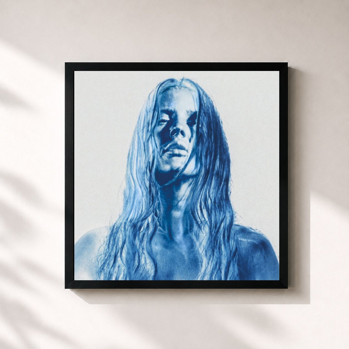 #noir Tableau carré de l'album Brightest Blue de Ellie Goulding, cadre noir 32x32 cm