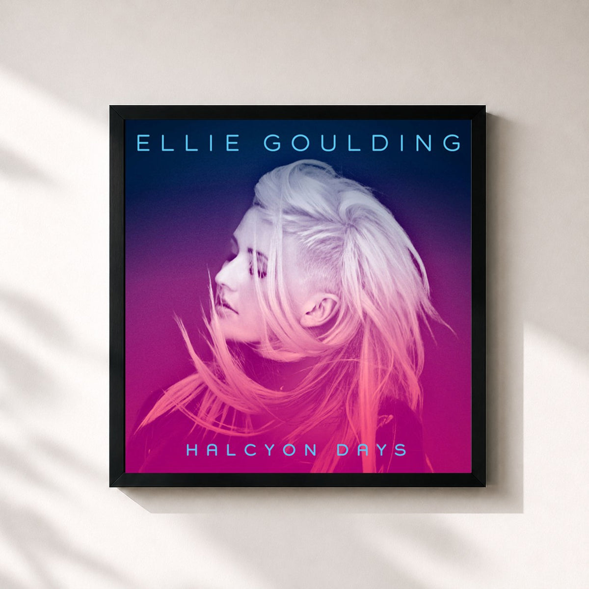 #noir Tableau carré de l'album Halcyon Days de Ellie Goulding, cadre noir 32x32 cm