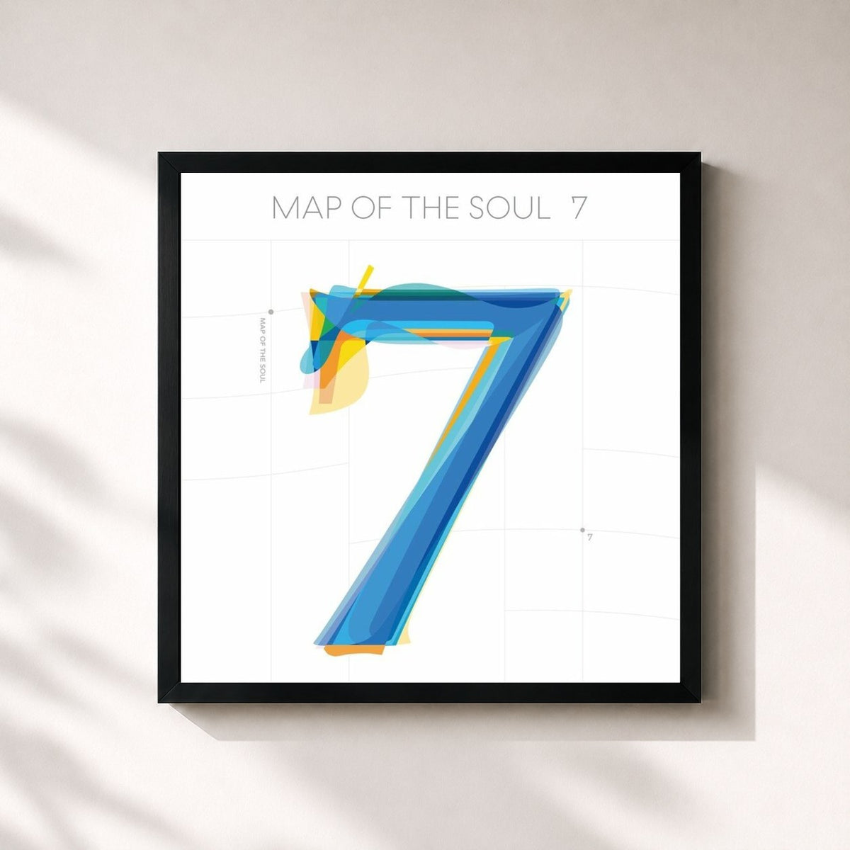 #noir Tableau carré de l'album MAP OF THE SOUL : 7 de BTS, cadre noir 32x32 cm
