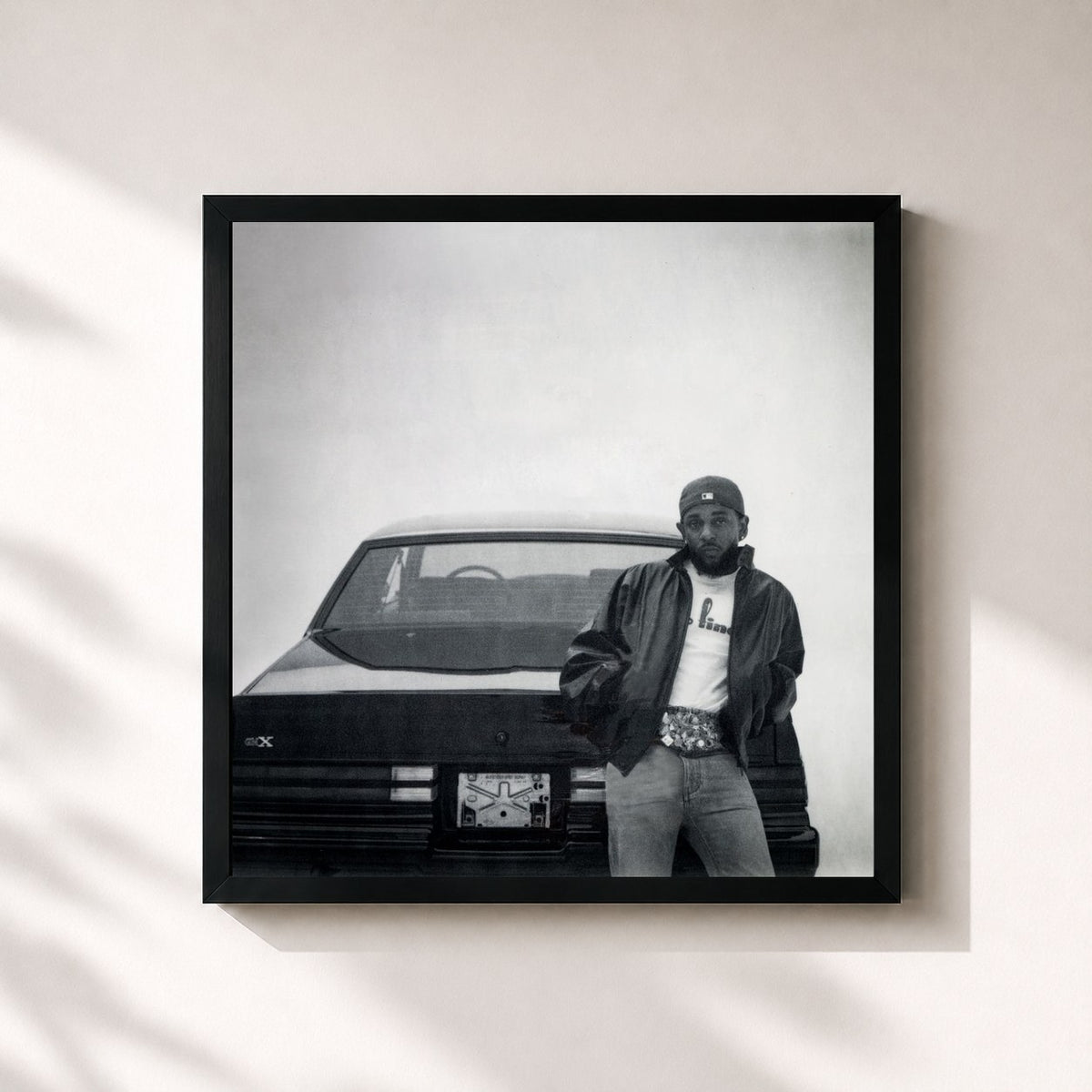 #noir Tableau carré de l'album GNX de Kendrick Lamar, cadre noir 32x32 cm