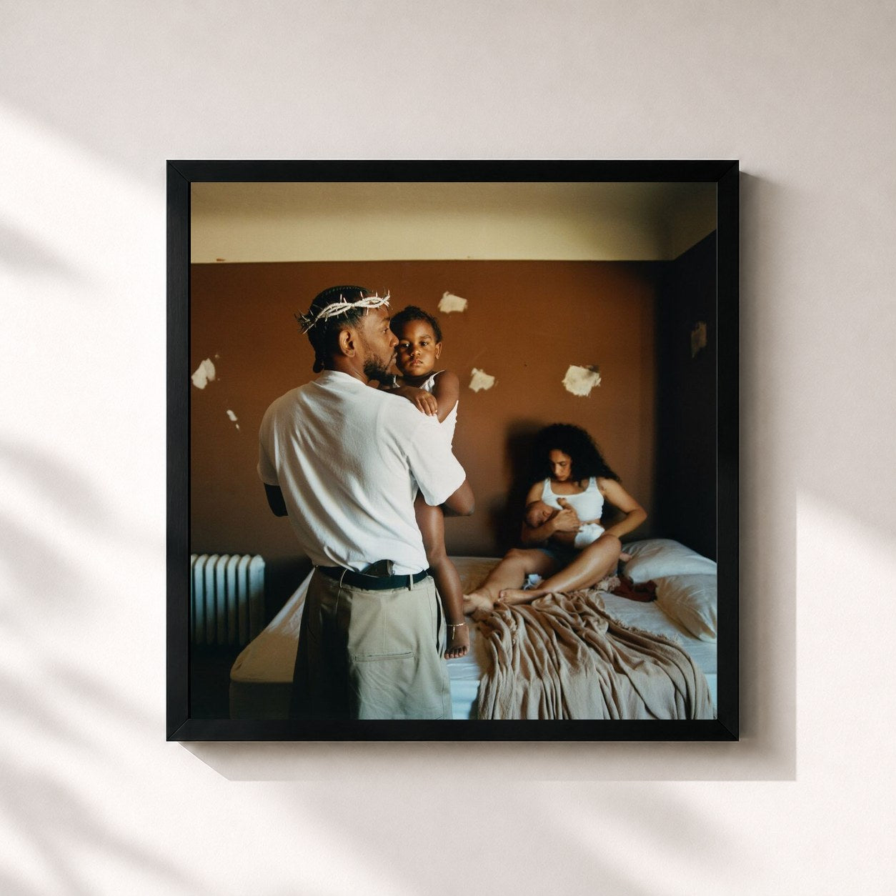 #noir Tableau carré de l'album Mr. Morale & The Big Steppers de Kendrick Lamar, cadre noir 32x32 cm