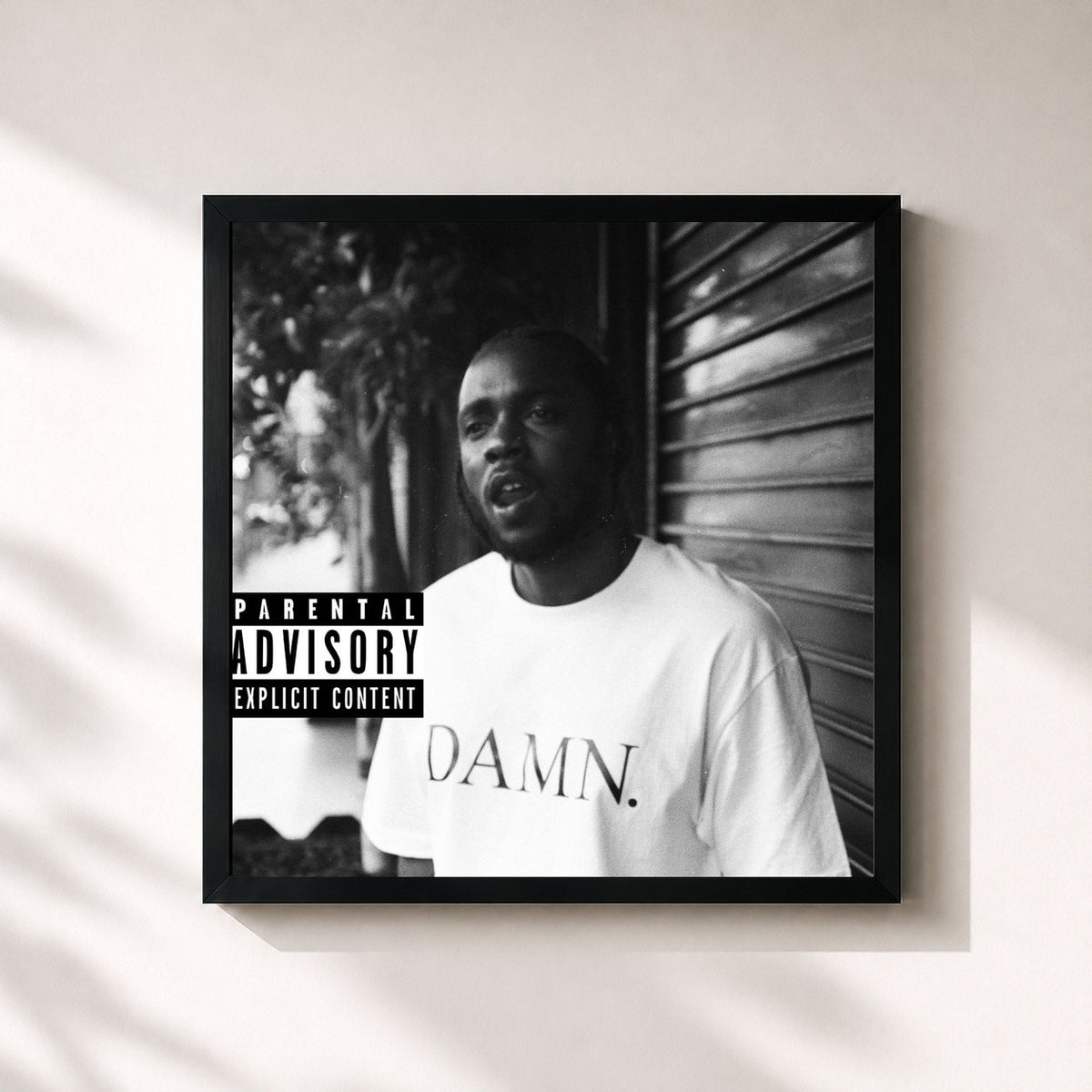 #noir Tableau carré de l'album DAMN. COLLECTORS EDITION. de Kendrick Lamar, cadre noir 32x32 cm