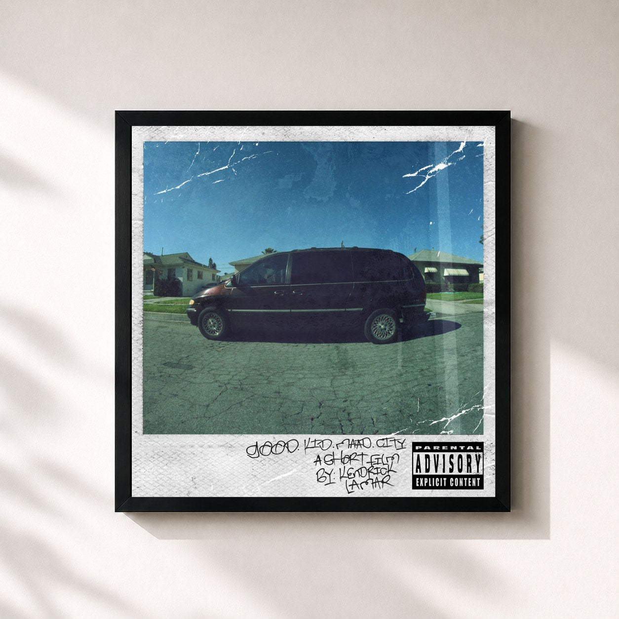 #noir good kid, m.A.A.d city (Deluxe) di Kendrick Lamar in stampa quadrata incorniciata, cornice nera 32x32 cm