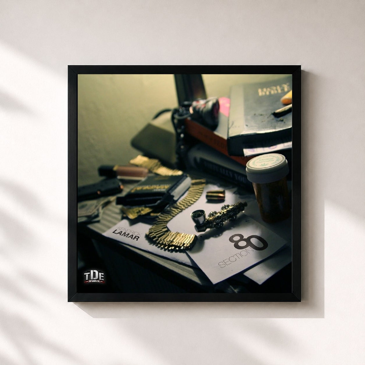 #noir Tableau carré de l'album Section.80 de Kendrick Lamar, cadre noir 32x32 cm
