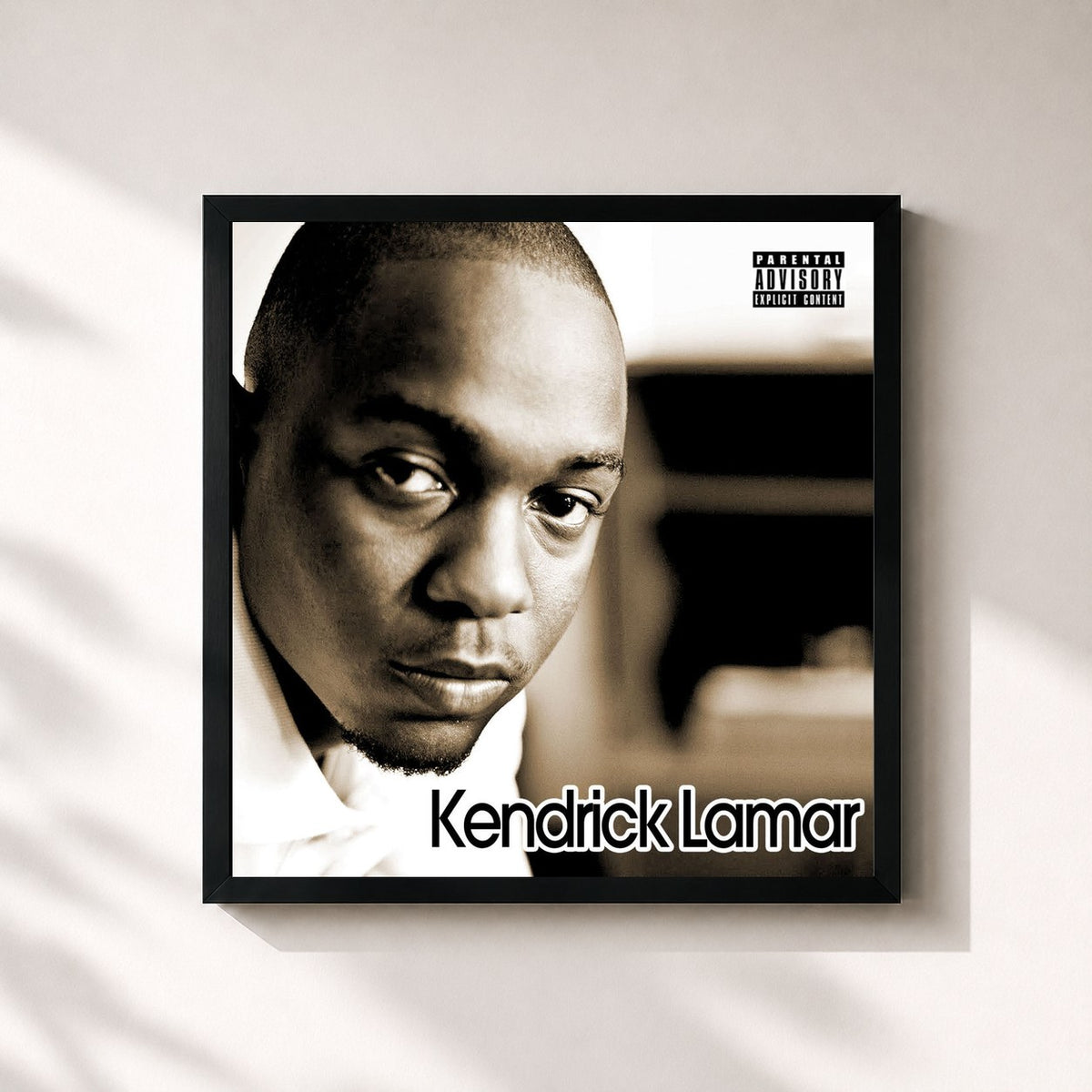 #noir Tableau carré de l'album Kendrick Lamar de Kendrick Lamar, cadre noir 32x32 cm