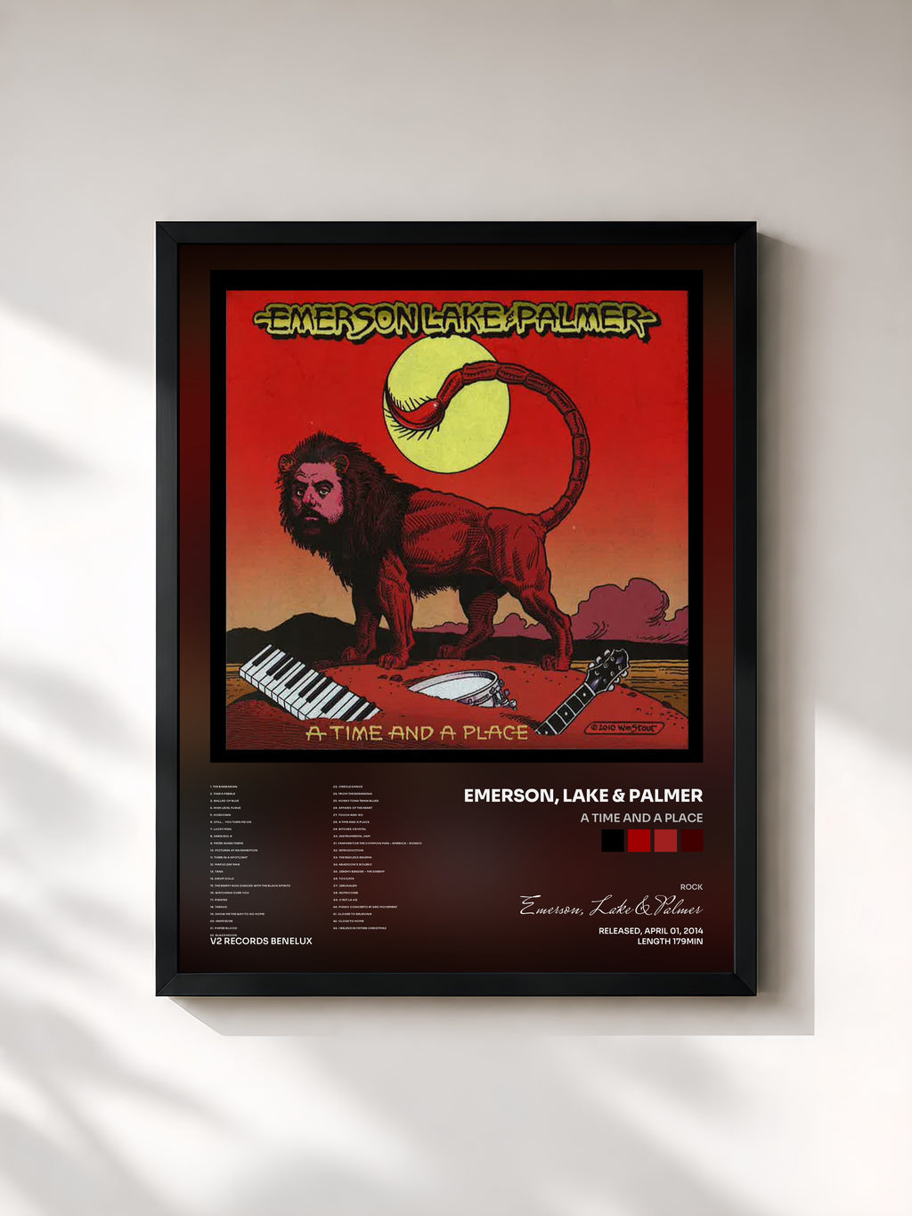 #noir A Time and a Place di Emerson, Lake & Palmer in stampa incorniciata, cornice nera, stampata e incorniciata in Francia