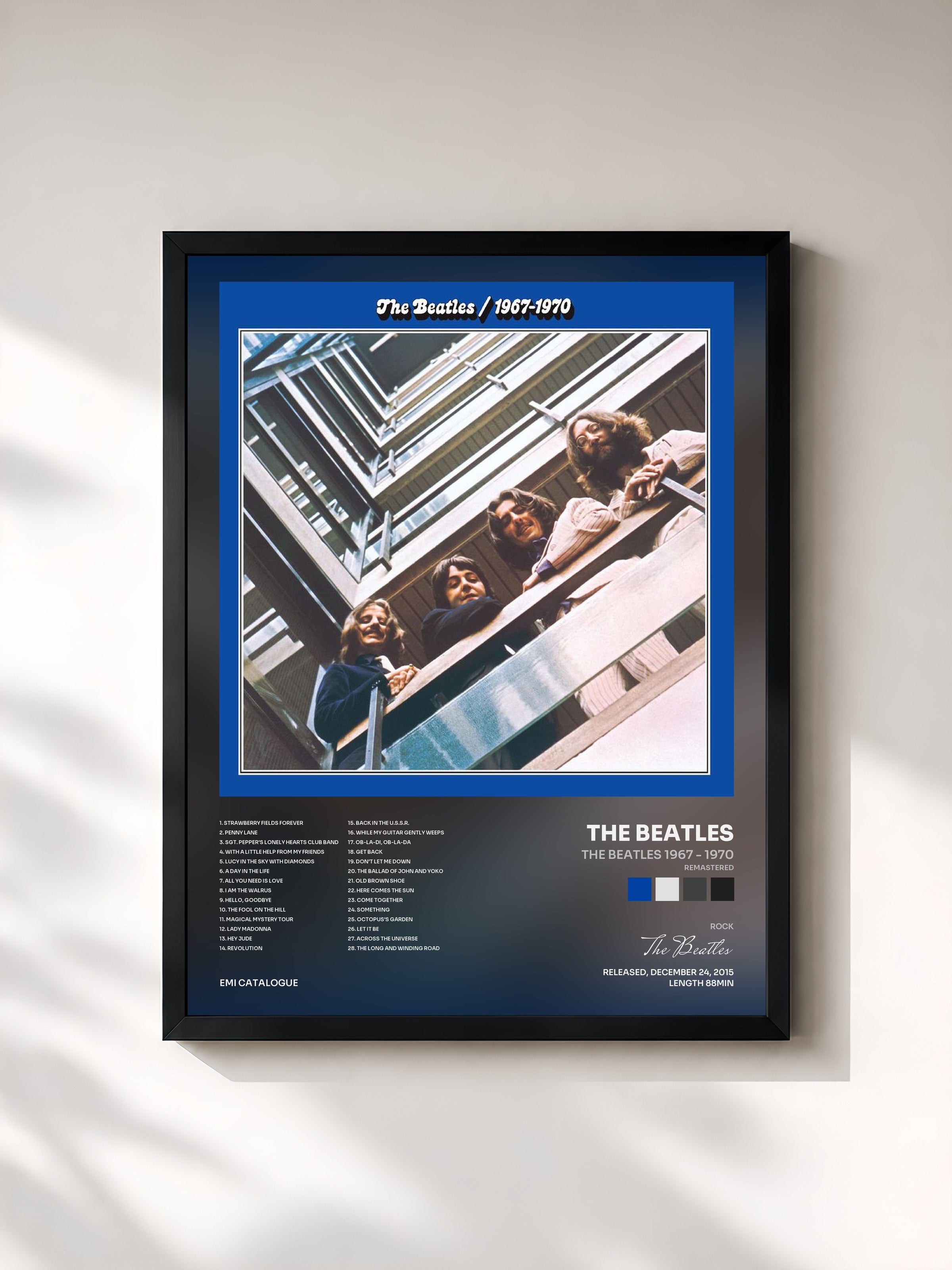 #noir Tableau de l'album The Beatles 1967 - 1970 (Remastered) de The Beatles, cadre noir, imprimé et encadré en France