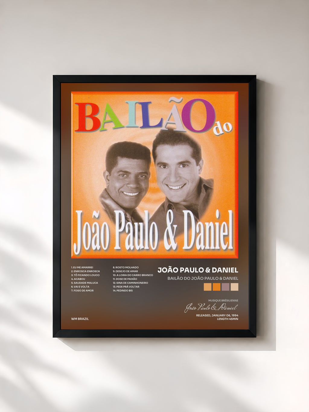 #noir Tableau de l'album Bailão do João Paulo & Daniel de João Paulo & Daniel, cadre noir, imprimé et encadré en France