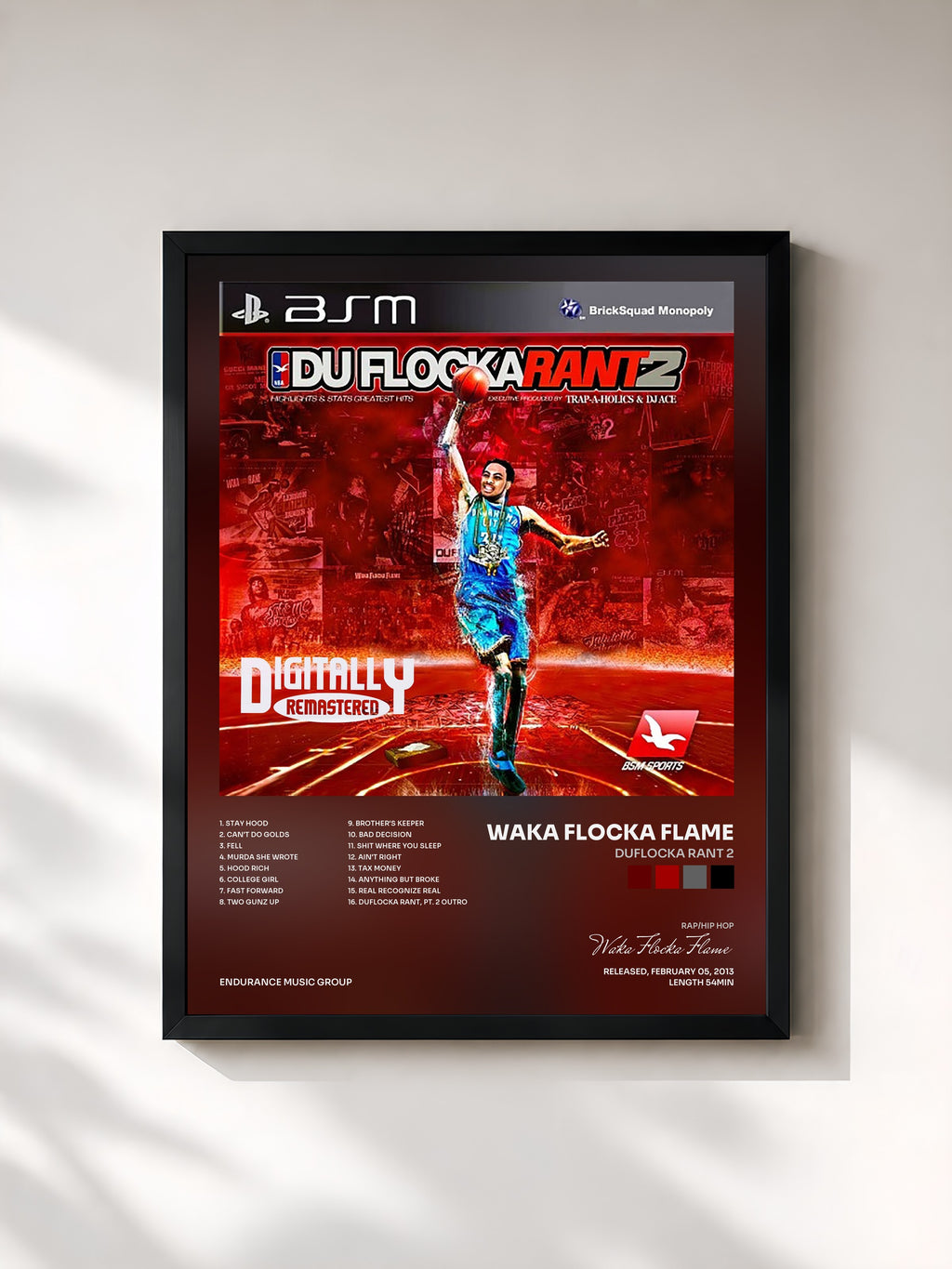 #noir Tableau de l'album DuFlocka Rant 2 de Waka Flocka Flame, cadre noir, imprimé et encadré en France