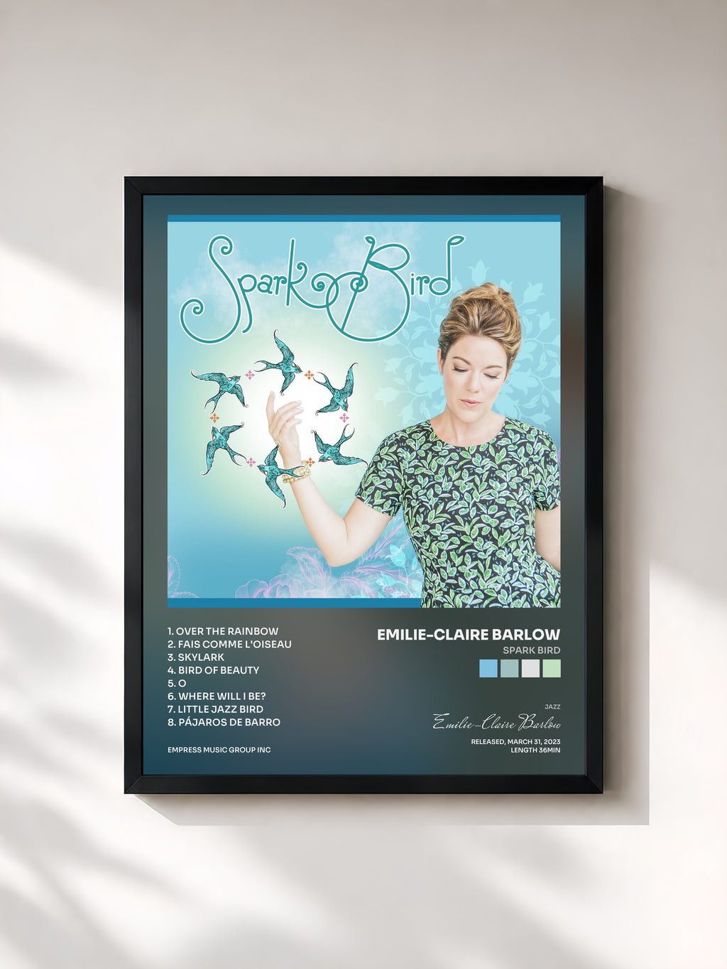 #noir Tableau de l'album Spark Bird de Emilie-Claire Barlow, cadre noir, imprimé et encadré en France