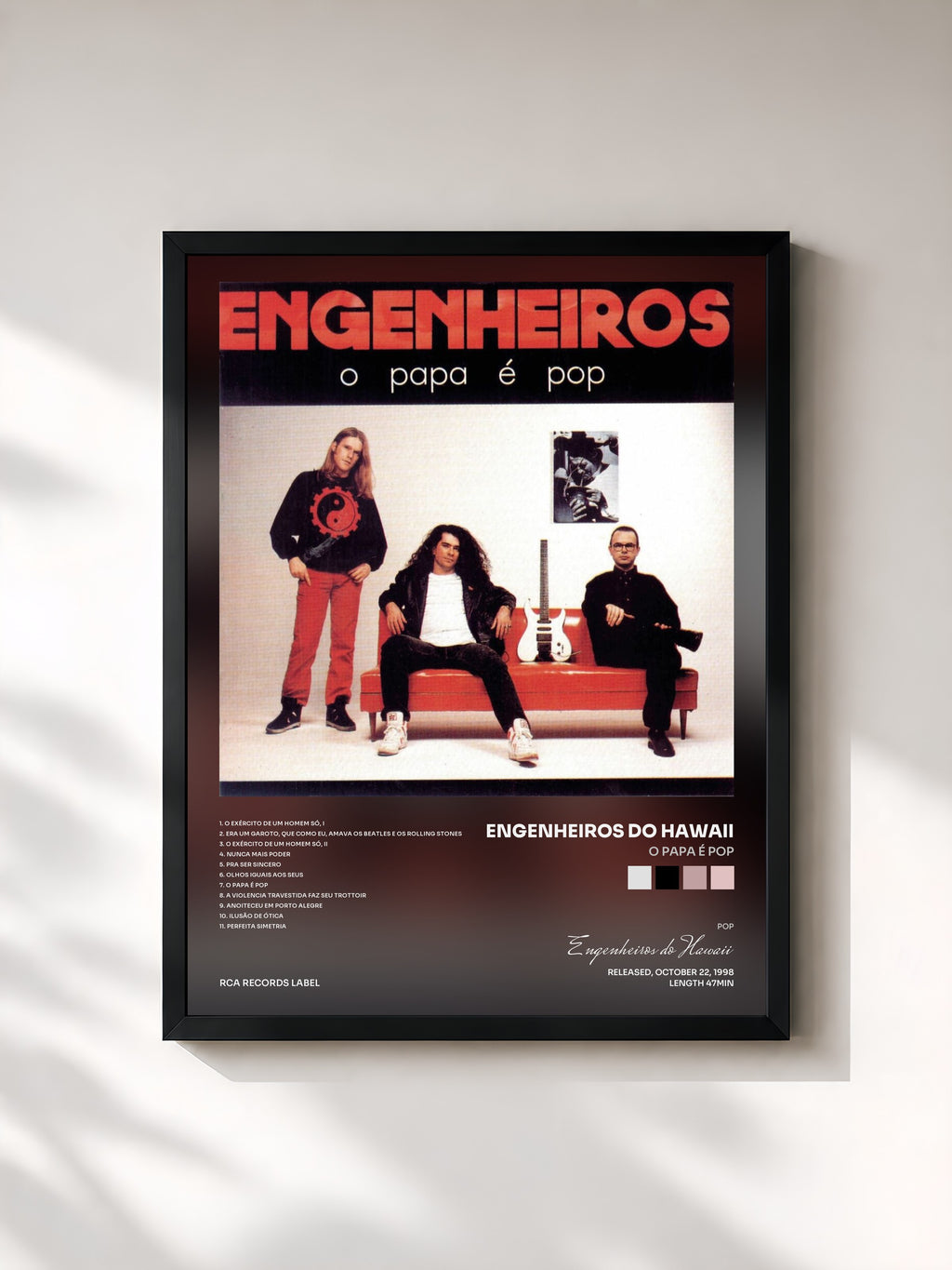 #noir Tableau de l'album O Papa É Pop de Engenheiros do Hawaii, cadre noir, imprimé et encadré en France