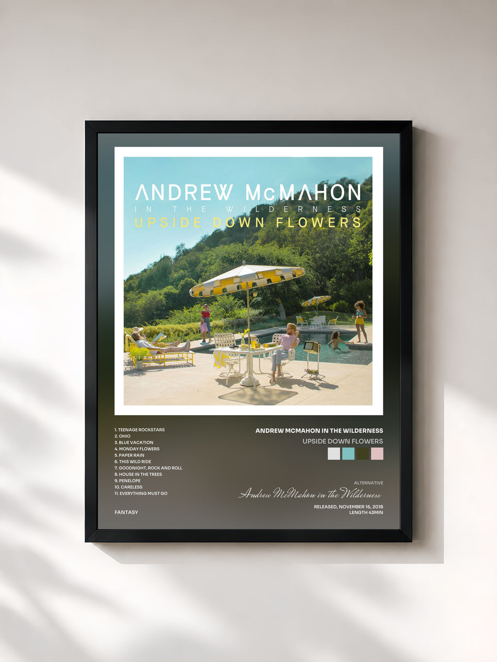 #noir Tableau de l'album Upside Down Flowers de Andrew McMahon in the Wilderness, cadre noir, imprimé et encadré en France