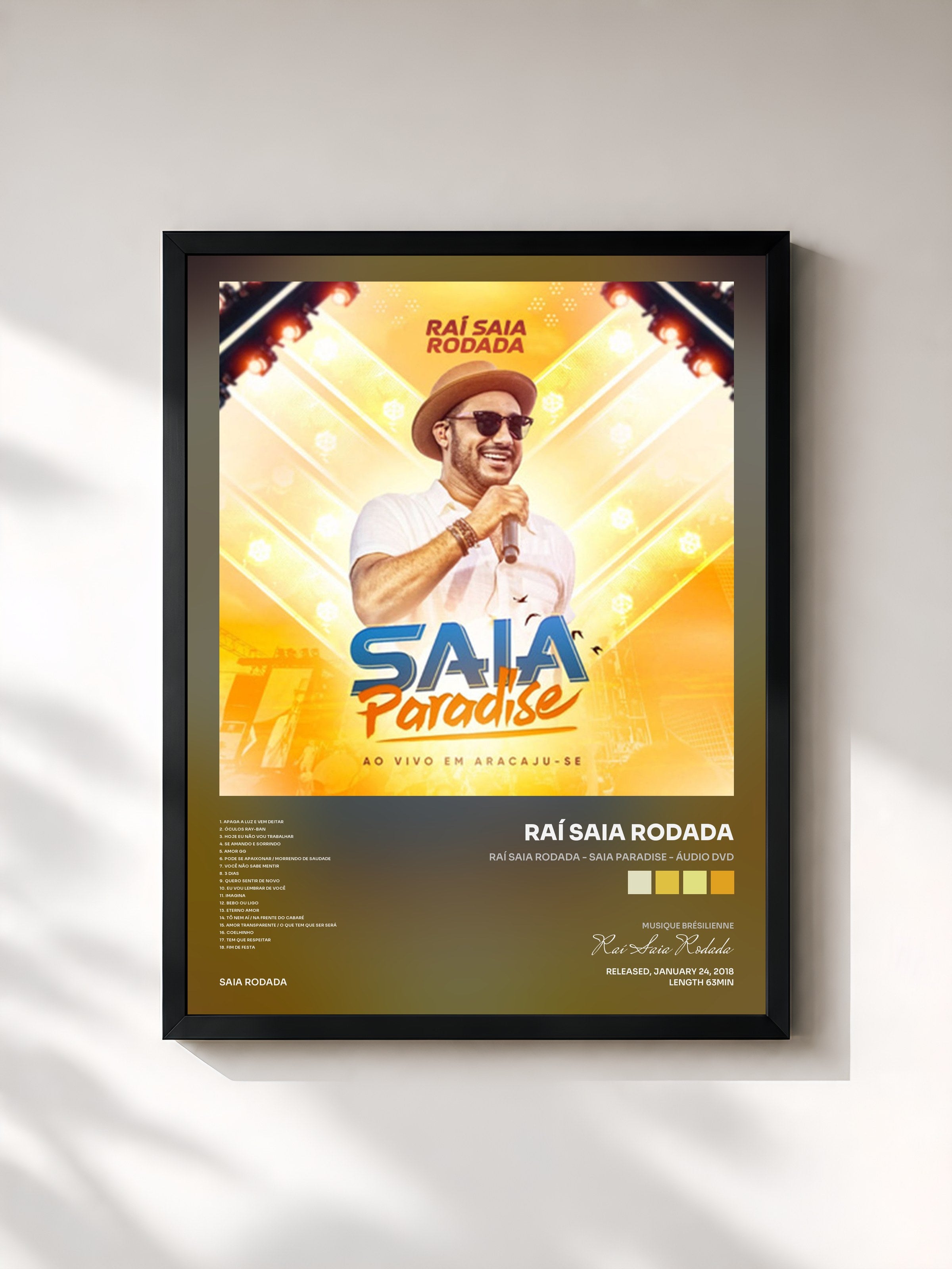 #noir Tableau de l'album Raí Saia Rodada - Saia Paradise - Áudio DVD de Raí Saia Rodada, cadre noir, imprimé et encadré en France