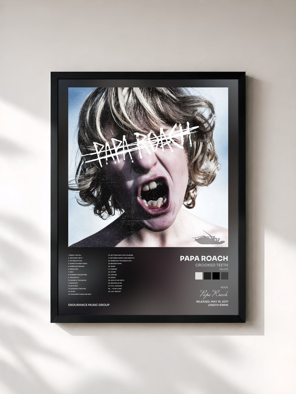 #noir Crooked Teeth (Deluxe) von Papa Roach als gerahmter Kunstdruck, schwarzer Rahmen, gedruckt und gerahmt in Frankreich