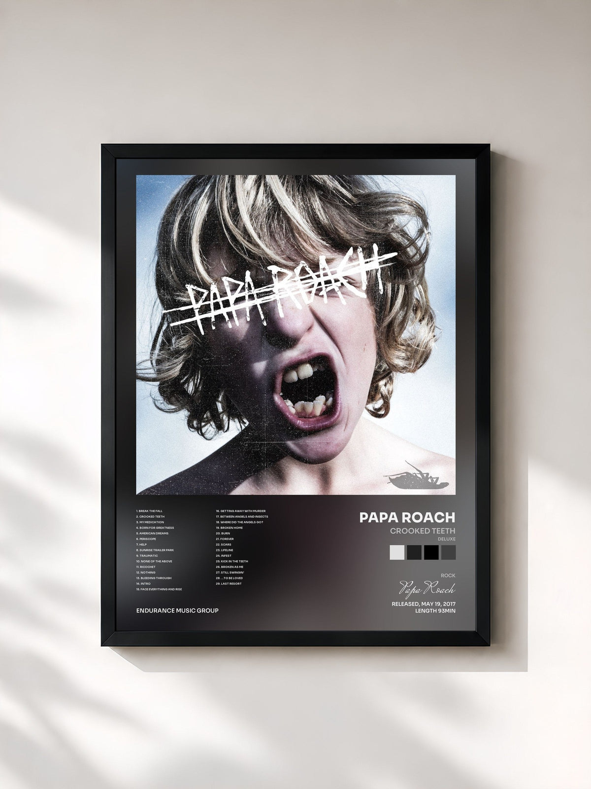 #noir Tableau de l'album Crooked Teeth (Deluxe) de Papa Roach, cadre noir, imprimé et encadré en France