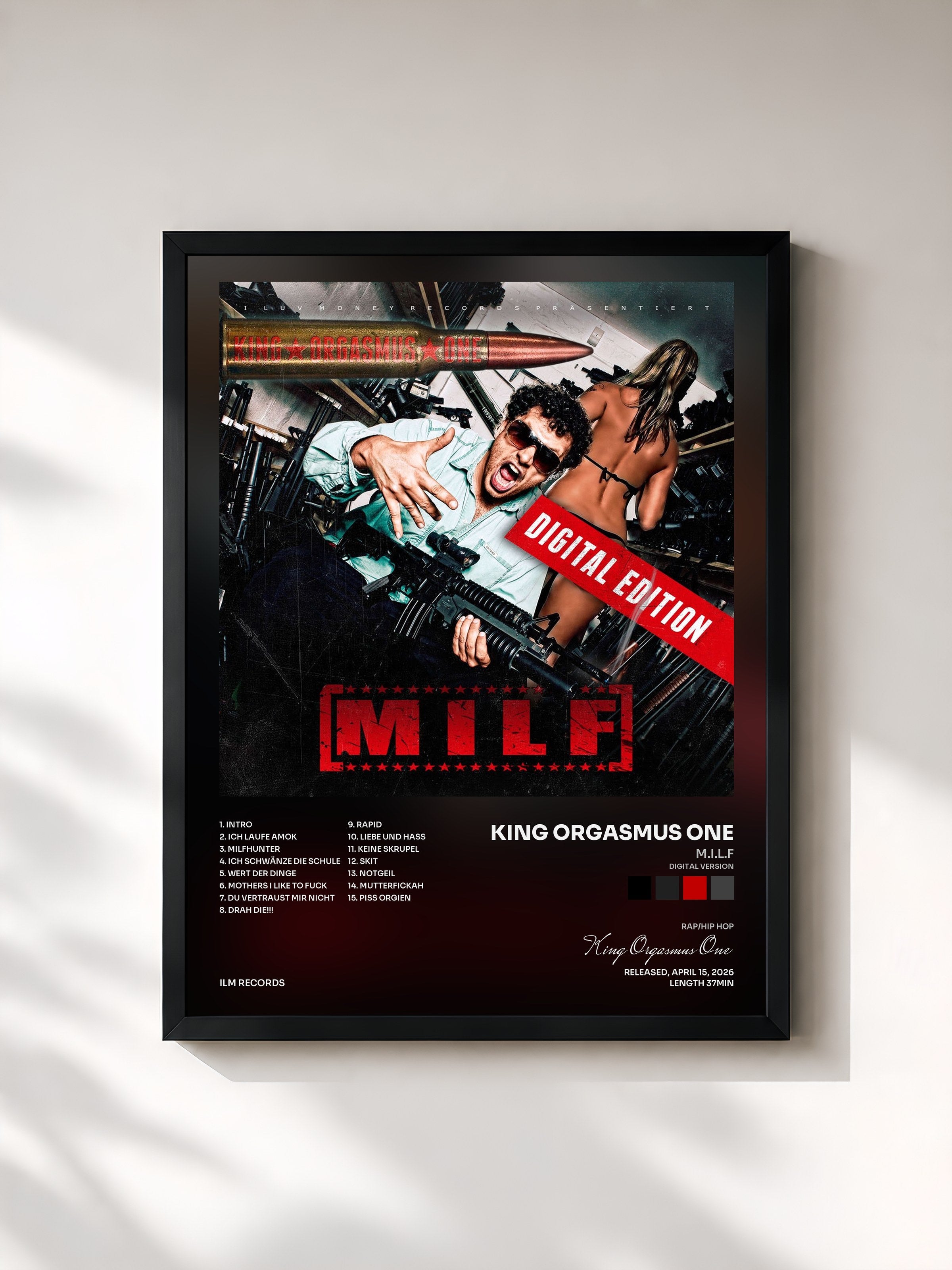 #noir Tableau de l'album M.I.L.F (Digital Version) de King Orgasmus One, cadre noir, imprimé et encadré en France