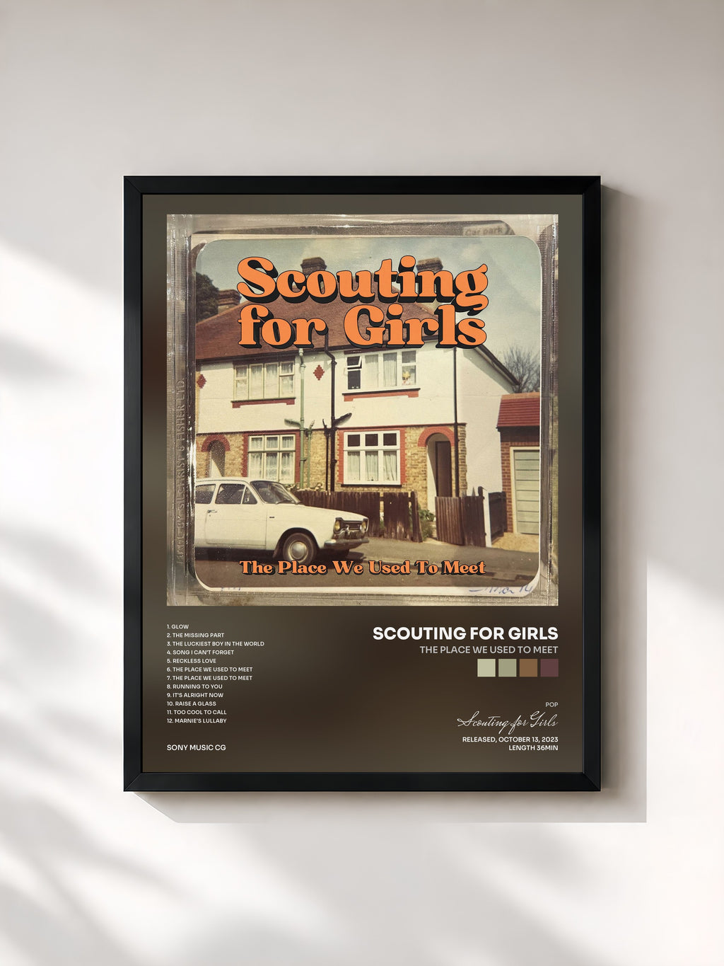 #noir Tableau de l'album The Place We Used to Meet de Scouting for Girls, cadre noir, imprimé et encadré en France