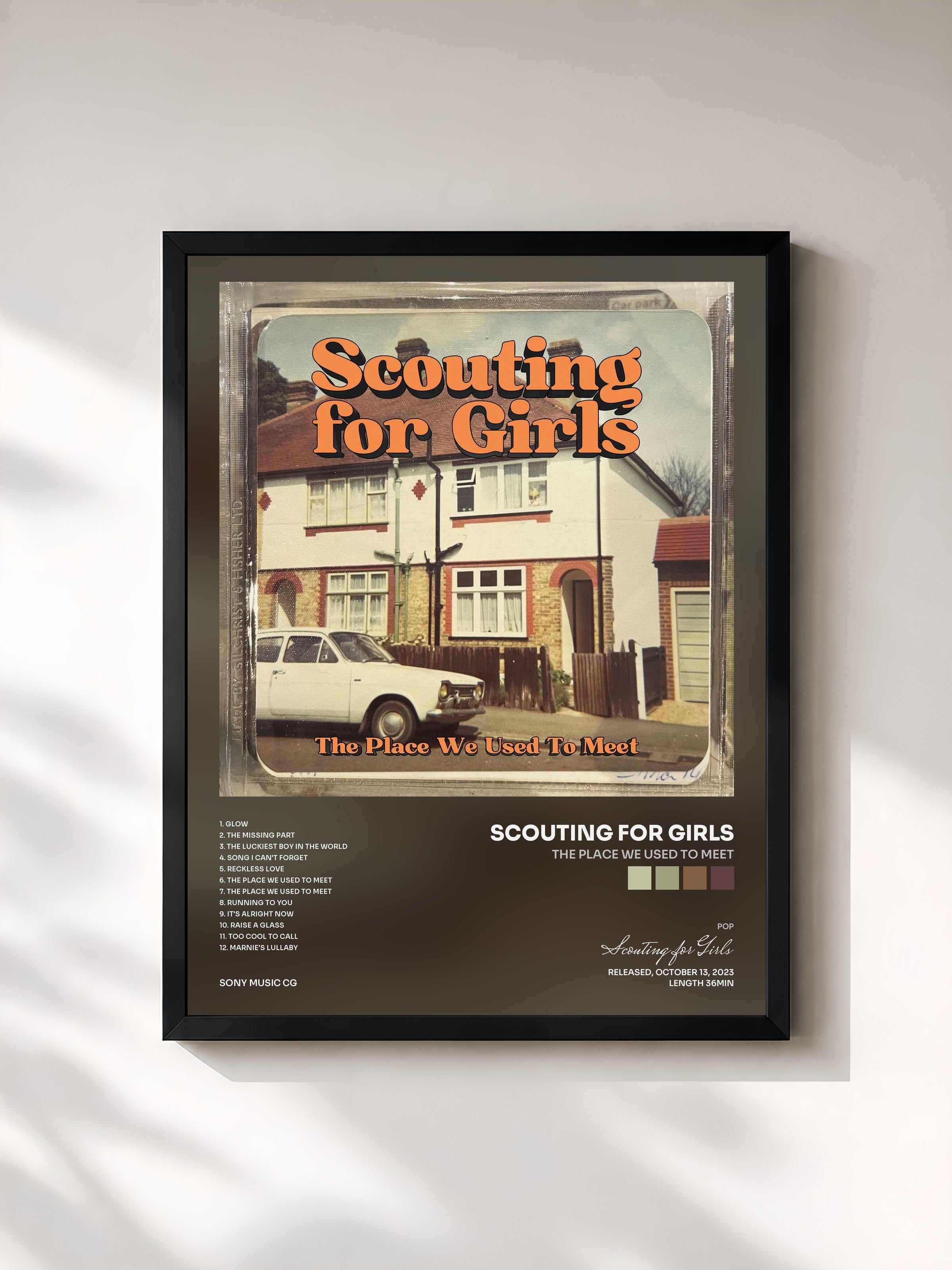 #noir Tableau de l'album The Place We Used to Meet de Scouting for Girls, cadre noir, imprimé et encadré en France